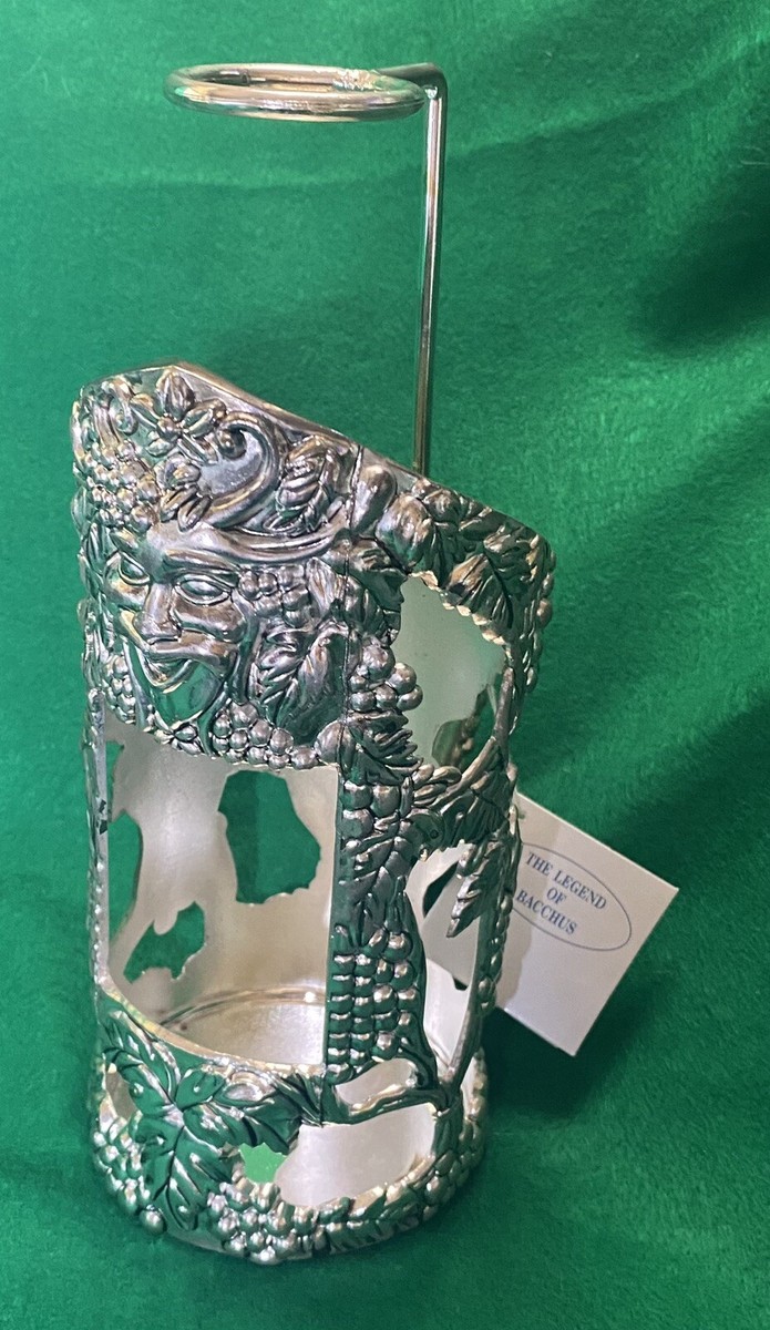 GODINGER Silver Art Co N Y Wine Bottle Holder w/neck Stem