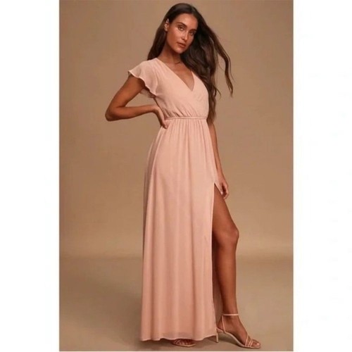 Lulus Women's Lost in the Moment Maxi Dress Blush Pink Wedding Bridesmaid Sz. XS - 第 1/13 張圖片