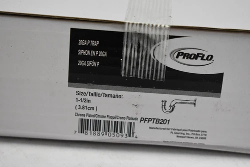 Proflo PFPTB201 Adjustable Tubular P-Trap 12-1/4" 1-1/2" x 1-1/2" Connections - Picture 2 of 7