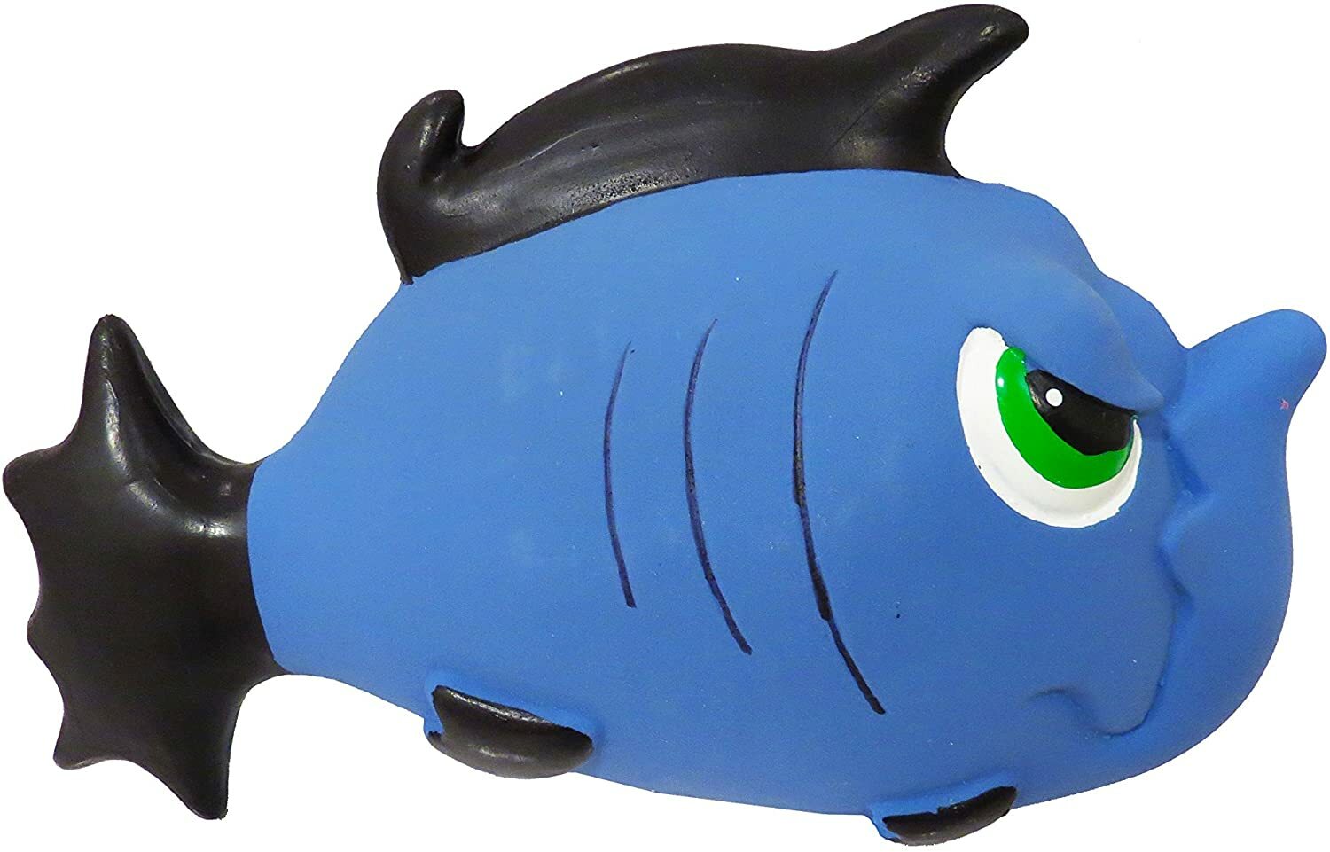 Scoochie Pet Premium 7.5 inch Latex Blue Angry Fish Dog Tough Dog Toy Squeaker 