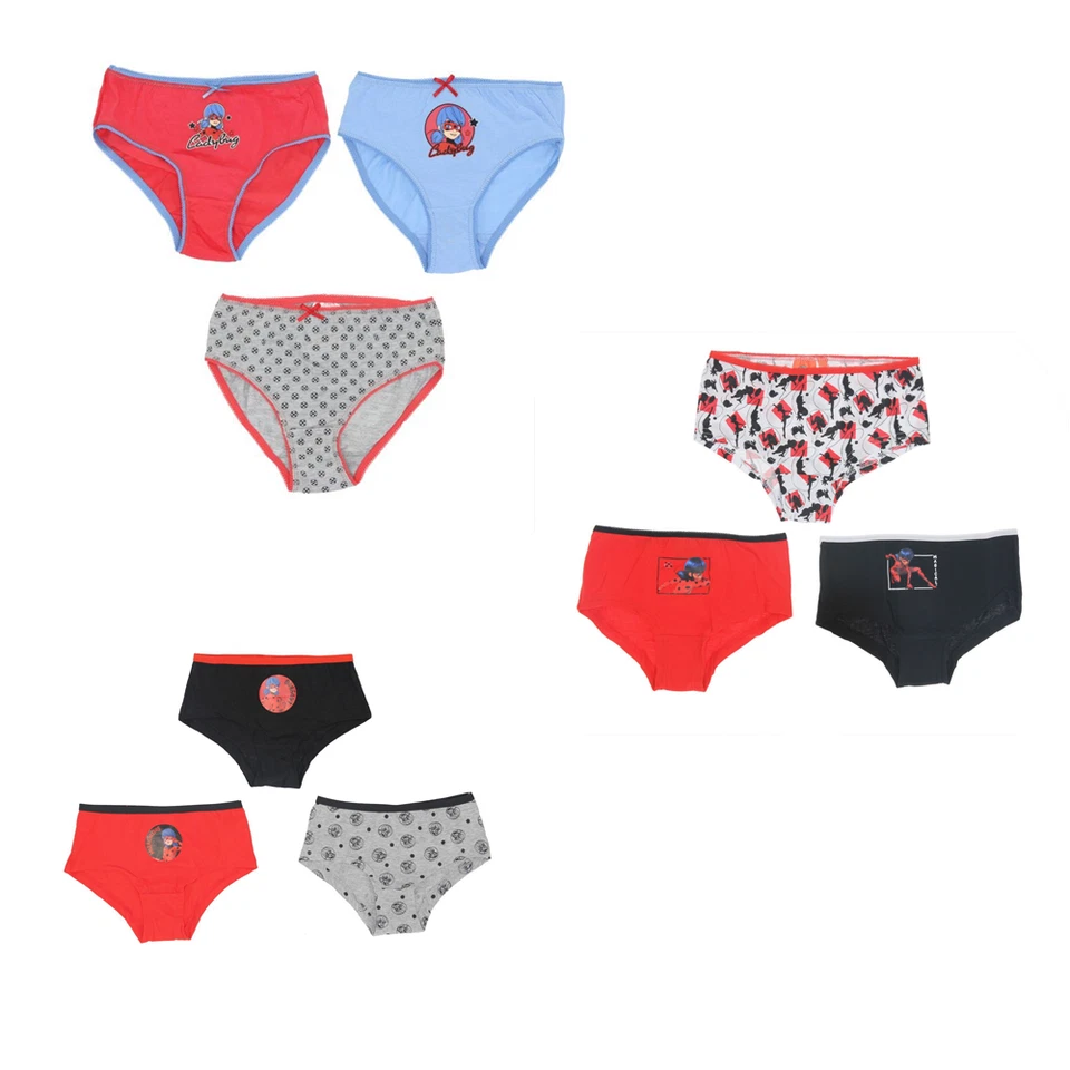 Miraculous Ladybug Unterhosen 3er Pack Set Slips 110-140 Unterwäsche Schlüpfer