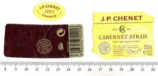 Etiqueta de vino francés - JP Chenet - Cabernet-Syrah 2002