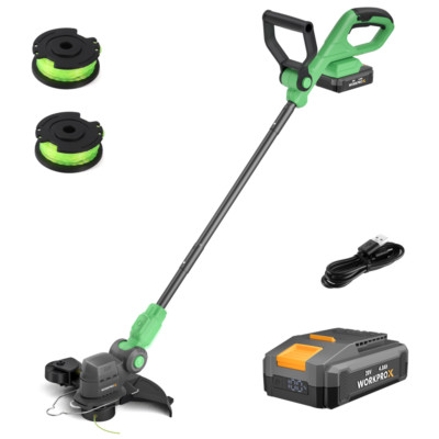 WORKPROX 12'' 20V String Trimmer Grass Cutter with Auto Line Feed 2PC Spool Lines