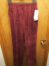NWT WOMENS ALLISON DALEY STRETCH WAIST CORDUROY MAROON PANTS SIZE 8 INSEAM 30