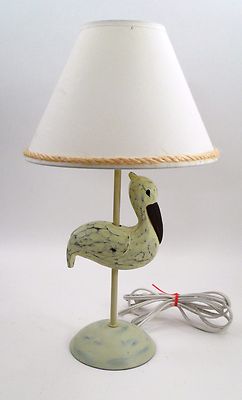 Seaside Beach House Nautical Pelican Crane Stork Table Lamp w/ Rope Edge  Shade