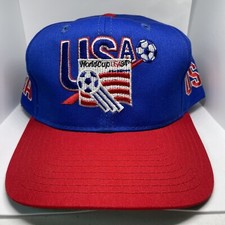 Vintage World Cup USA Soccer 94 Snapback Hat Blue Twins Enterprise Embroidered