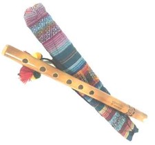 Fairtrade Bolivian 38cm Quena Flute Set with Case with finger chart