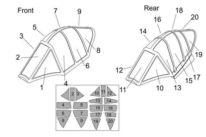 Brengun BRL48130 - 1/48 Ohka MXY7-K1 KAI Two Seats Canopy Mask (Brengun Kit) New