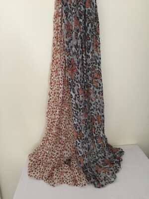 Large Leopard SCARF---  Brown/grey/Black 68''x 24'' 100% polyester