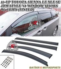 Fits 11-20 Toyota Sienna V3 Side Window Rain Guard Visors (Tinted) w/ Clips