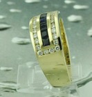 14k Solid Yellow Gold Mens Men's Natural Diamond & Blue Sapphire Ring 1.70 ct — photo 4