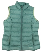 Eddie Bauer Quilted Down Green Womens Full Zip Puffer Vest Jacket L