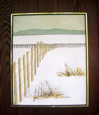Mid Century Modern Signed Riolk Winter Snow Landscape On Board Vintage Painting