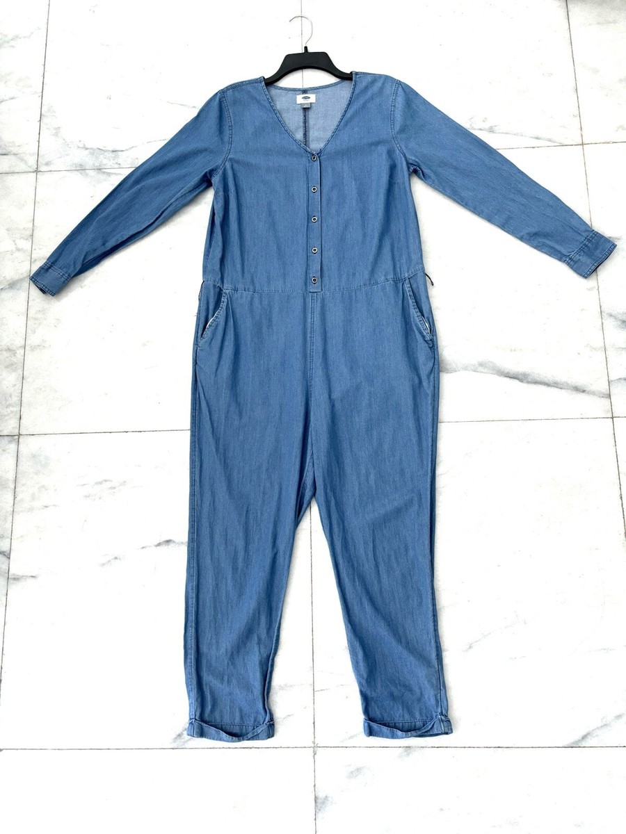 Old Navy Jumpsuit Blue Chambray One Piece Long Sleeve Womens M