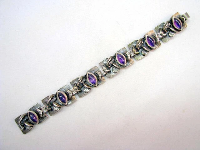 Vintage Burkhard und Monika Oly Silber 835 Amethysten Armband Bracelet um 1970 - Bild 3 von 4