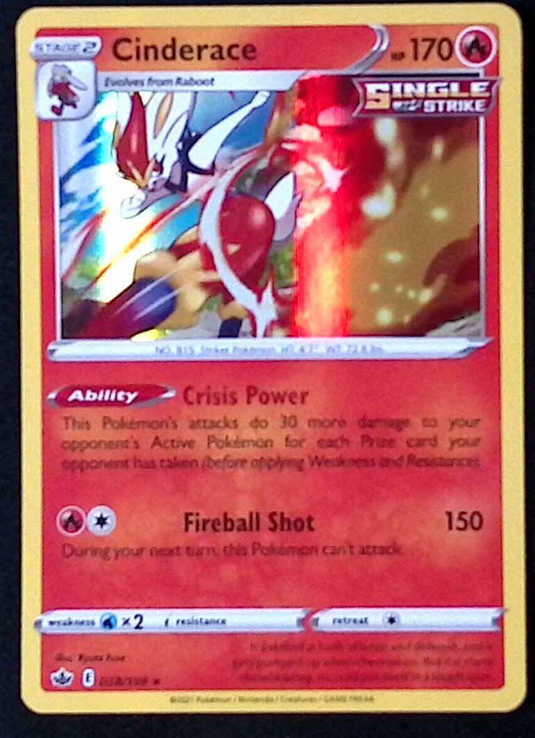 Cinderace Holo Rare 28/198 - Pokemon Chilling Reign - NM