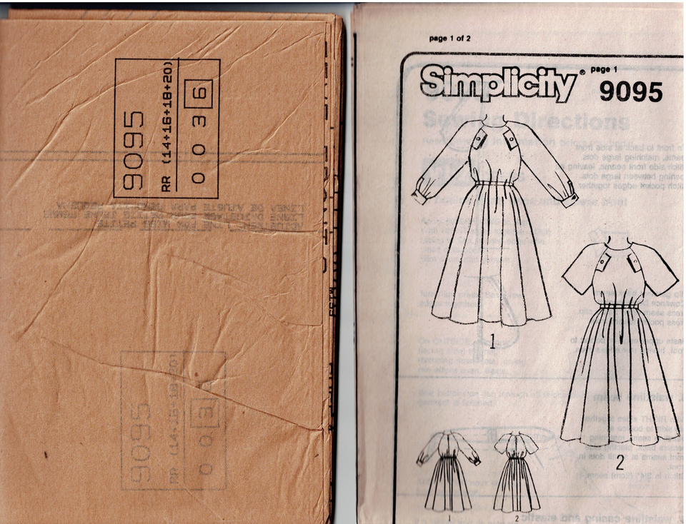 Simple Parten Simplicity Vintage sewing Pattern 9095 Swing Dress Size 14-20 Uncut ...