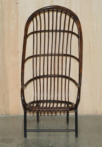 SELTENER ANTIKER THUNFISCHSTIL FRANZÖSISCHER BAMBUS STAHL BASIS TRÄGER WINGBACK SESSEL - Bild 2 von 21
