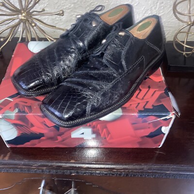 Vintage David Eden Men Handmade Alligator Dress Shoes Square  display picture 3