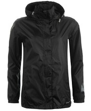 $242 Gelert Men Black Packable Waterproof Full Zip Hooded Rain Coat Jacket 6 Xxs