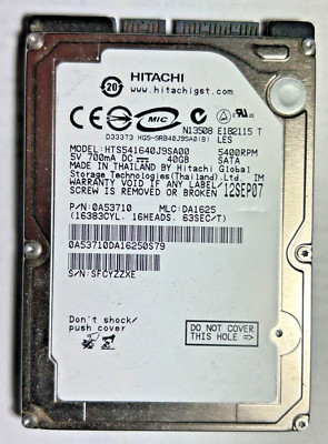 Original Sony PlayStation 3 PS3 HDD 40GB Hard Drive Hitachi 2.5