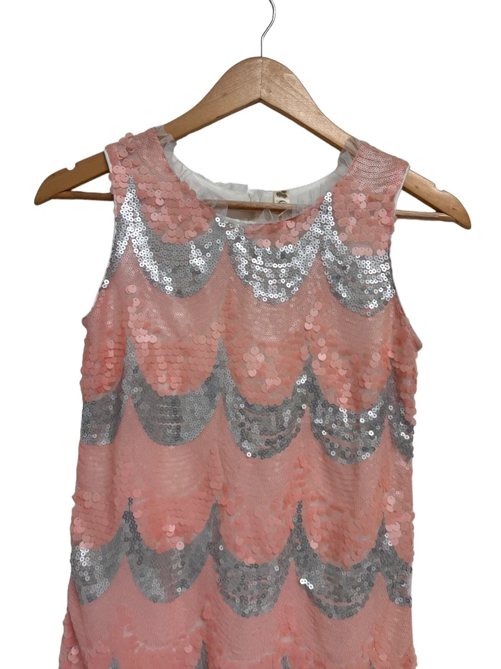 Vestido justo Cherokee feminino sem mangas rosa claro e prata lantejoulas tamanho G - Imagem 2 de 4