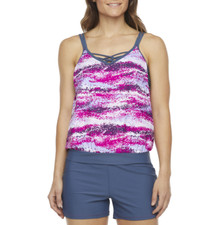 Free Country Blouson Swimsuit Top Size S Msrp 49.00 Magenta Slate