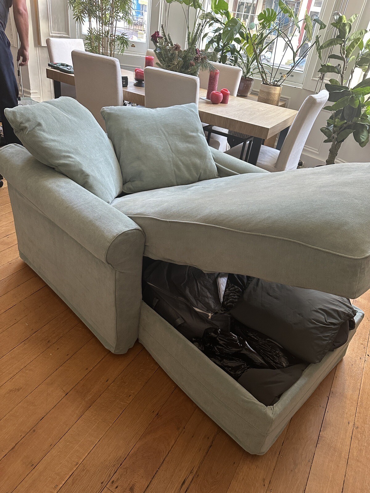 IKEA CHAISE LONGUE SOFA with storage Light Green , Sage Green eBay