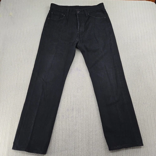 Levi's 501 Jeans Mens 34x32 Black Denim Button Fly Straight Original Fit