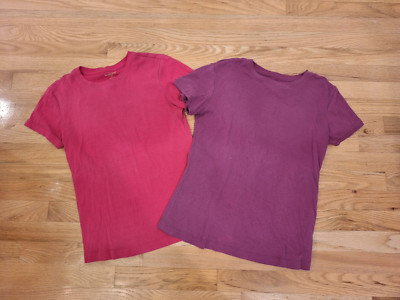Vtg Lot of 2 Womens North Crest Crew Tees Tops S Small Pink Purple Short Sleeve