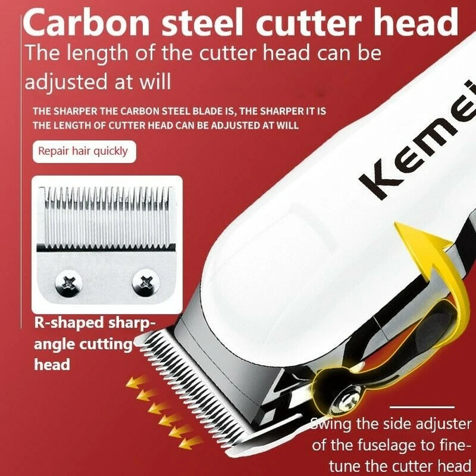 Cortapelos Cortadora Inalámbrica Máquina de Afeitar Corte Barba de Barbero Kemei 809A Foto 3 de 4