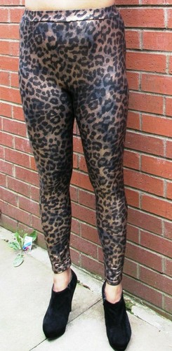Leopard Print Leggings Wet Look Legging 