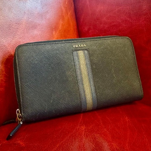 PRADA Saffiano long wallet travel case passport black From Japan