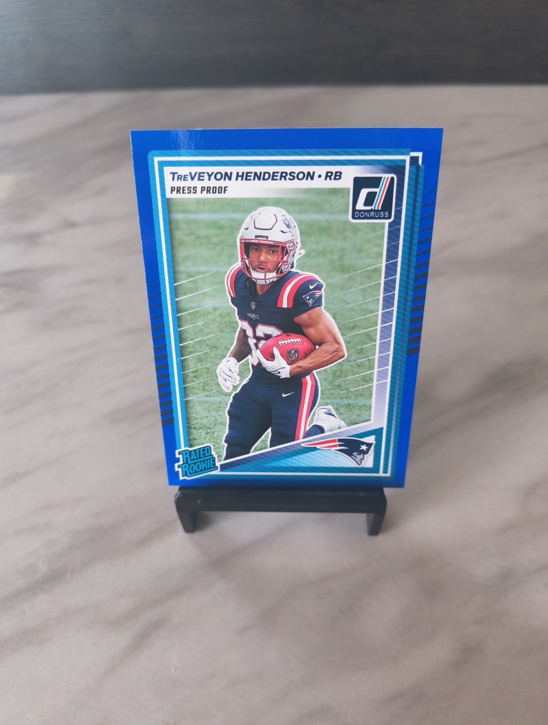 2025 Panini Donruss - Rated Rookie TreVeyon Henderson #332 Press Proof Blue (RC)