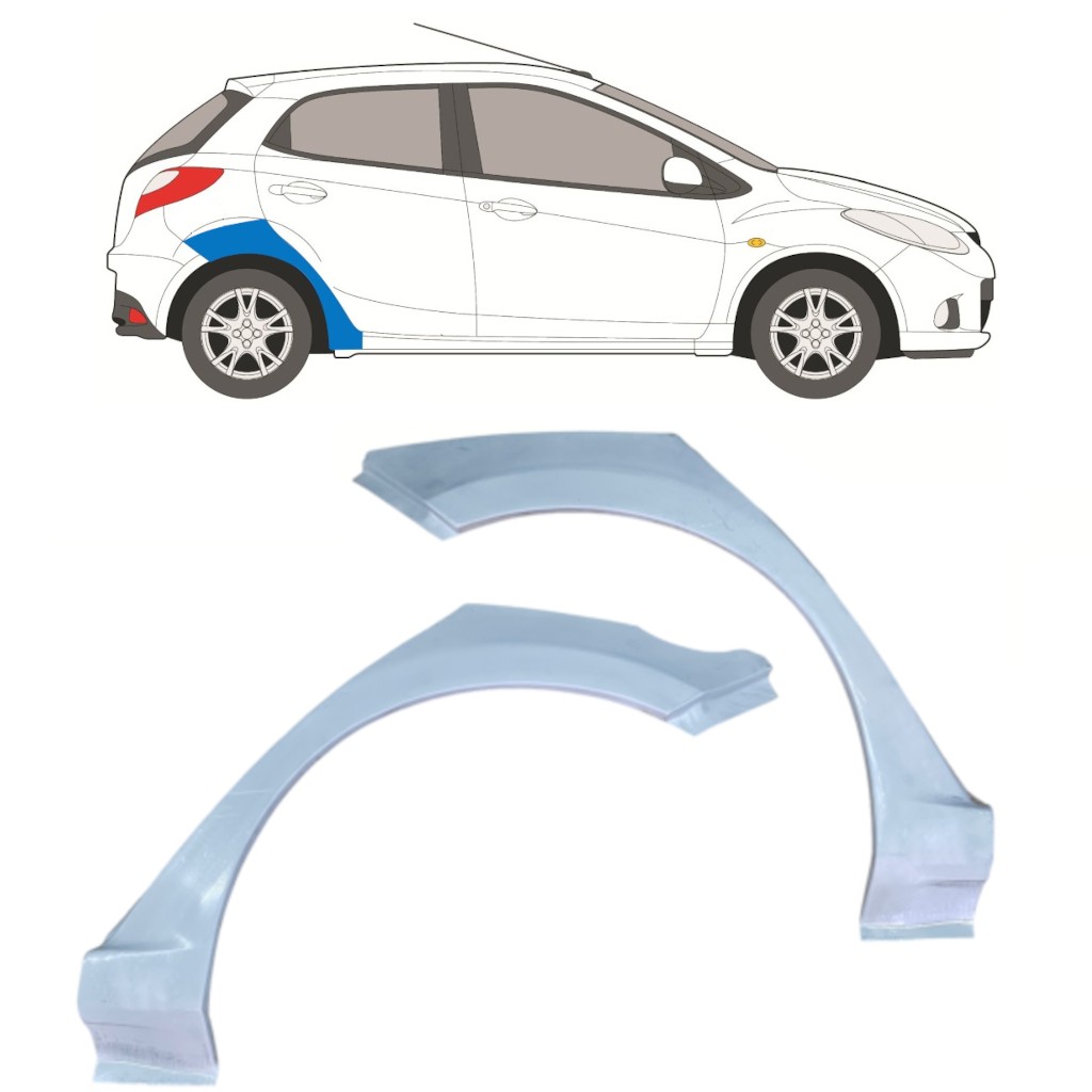 Rear wing repair panel for Mazda 2 2007-2014 / Left+Right / Set