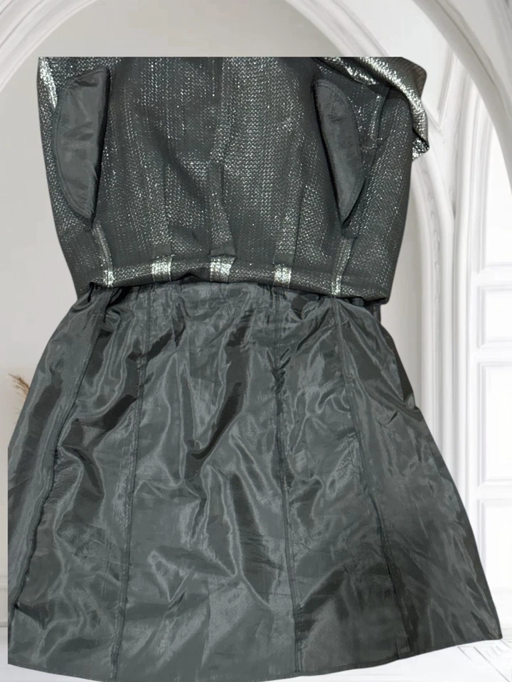 NUEVO Vestido de Fiesta Nine West Para Mujer Talla Grande 18 Negro Metálico Texturizado Sin Mangas Foto 4 de 4