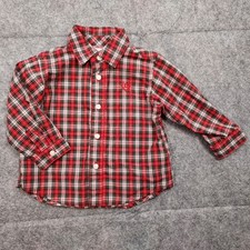 CHAPS Baby Dress Shirt 6 Months Tartan Plaid Button Down Holiday Formal Wear