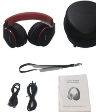 Wireless Over-Ear Headphones with Deep Bass, Foldable Wireless and Wired Red