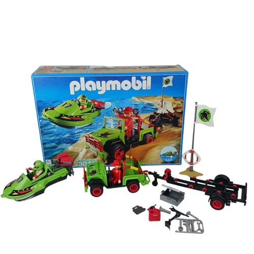Playmobil 3041 Jeep With Speedboat Jet Ski VTG 2001 No Motor