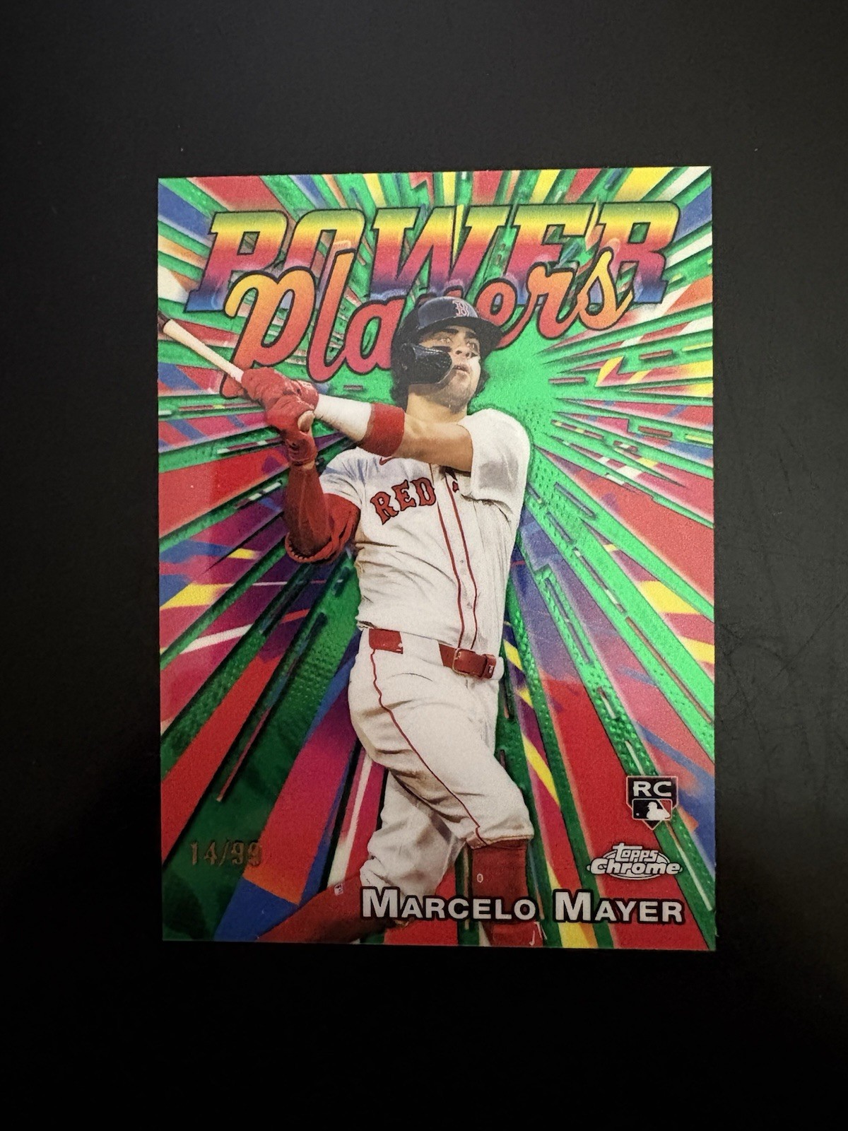 2025 Topps Chrome Update Marcelo Mayer Power Players Green /99 Red Sox RC