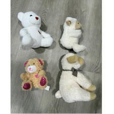Lot of 4 Small Stuffed Animals Bears and Lambs  4 Infant Hats