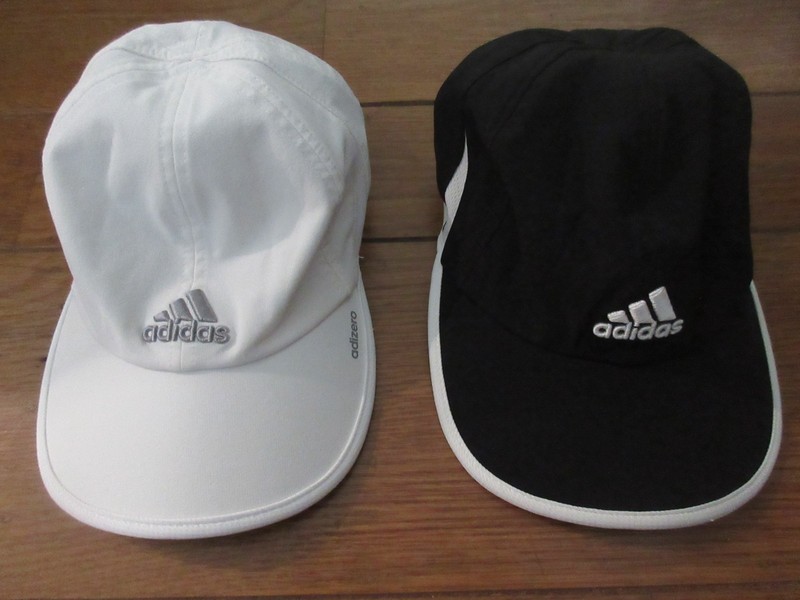 Lot of 2 Women's  AdiZero Climacool Running Hats, White/Black,  Pre-Owned/XLNT!