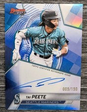 2025 Bowman’s Best Tai Peete Blue Refractor Color Match Auto #005/150  Mariners