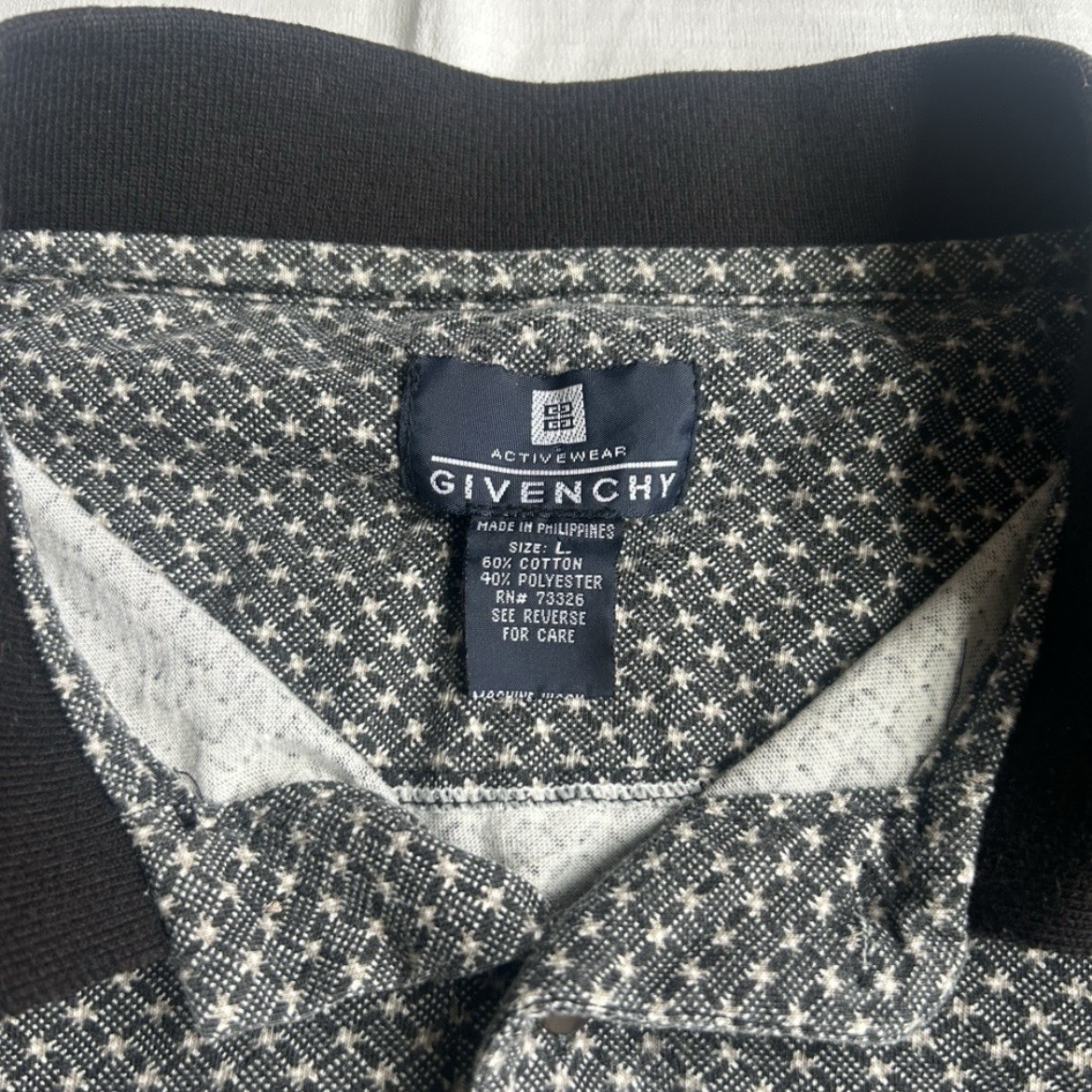 Vintage Givenchy Activewear Polo Shirt Men L Gray Geometric Print 90s Designer thumbnail 3
