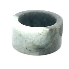 "Type A Burmese Jadeite Men's Ring Band Apple Green with White Size US10"