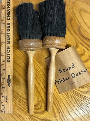 Antico spolverino primitivo crine di cavallo naturale rotondo decorazione rustica pennello da pittura 2