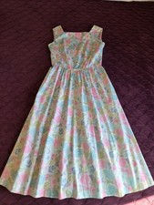 VTG 80’s Lanz Petite Pastel Multicolored Floral Sleeveless Long Dress USA Siz 10