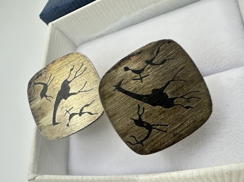 VTG South African Artist Made 925 Silver Tribal Hunter Cufflinks Haglund? Read