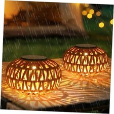 2 Pack Solar Lanterns Outdoor Waterproof, Outdoor Table Lamp 2 Pack-Round