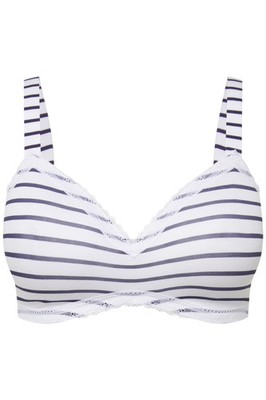 Ulla Popken Damen große Größen BH bügellos Softschalen Streifen 790703